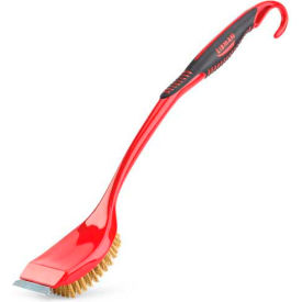 Long Handle Grill Brush, Brass, 19", Black/Red - 528