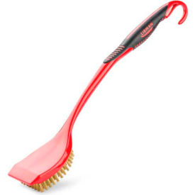 Long Handle Grill Brush w/o Scraper, Brass Bristles, 19", Black/Red 6/PK