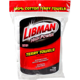 High Power 100% Cotton Premium White Shop Towels, 12 Pack