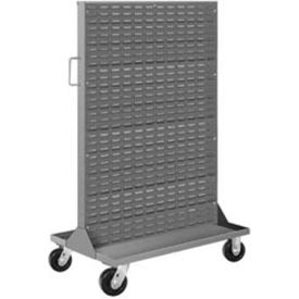 Portable Bin & Shelf Cart W/ 2 Louvered Panels, 36"L x 24"W x 61"H, Black