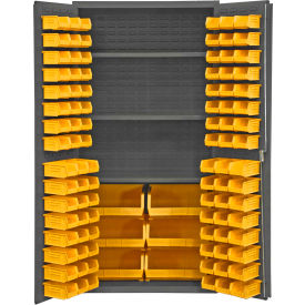 Storage Bin Cabinet 501-BDLP-102-3S-95 - 102 Yellow Hook-On Bins, 3 Shelves 36"W x 24"D x 72"H