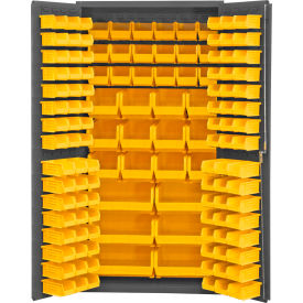Storage Bin Cabinet 132 Yellow Hook-on Bins 36"W x 24"D x 72"H