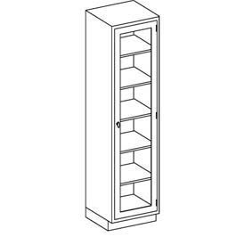 Stainless Steel Medical Cabinet with Glass Door, 5 Shelves, 18-3/4"W x 18"D x 84"H