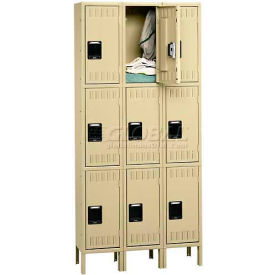 3-Tier 9 Door Locker w/ Legs & Recessed Handle, 36"W x 18"D x 78"H, Black, Assembled