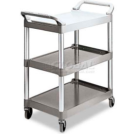 Service Cart w/3 Shelves, 200 lb. Cap, 33-5/8"L x 18-5/8"W x 37-3/4"H, Platinum