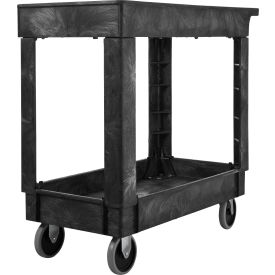 Plastic Utility Cart w/2 Shelves, 300 lb. Capacity, 34"L x 16"W x 31-1/4"H, Black