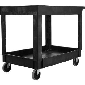 Plastic Utility Cart w/2 Shelves, 500 lb Capacity, 40"L x 24"W x 31-1/4"H, Black