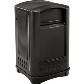 Plastic Square Side Opening Trash Can, 50 Gallon, Black