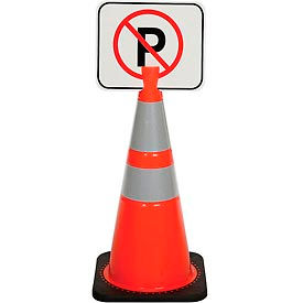 Cone Sign - No Parking, 13" x 11", Black on Orange, 1 Each