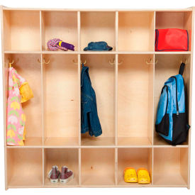 5 Section Plywood Locker, 46-3/4"W x 12"D x 46-3/4"H, Brown, Unassembled