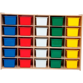 25 Tray Cubby Storage, Unassembled w/Assorted Trays, 46-3/4"W x 12"D x 33-7/8"H