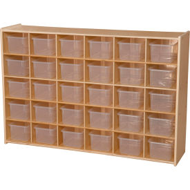 30 Tray Cubby Storage, Unassembled with Clear Trays, 50-3/4"W x 12"D x 33-7/8"H