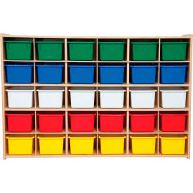 30 Tray Cubby Storage, Unassembled w/Assorted Trays, 50-3/4"W x 12"D x 33-7/8"H