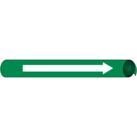 Precoiled & Strap-On Pipe Marker, Direction Arrow, Fits 1-1/8" - 2-3/8" Pipe Dia., Green