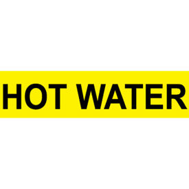 Pressure Sensitive Pipe Marker, Hot Water, 14"W x 2-1/4"H, Pack of 25