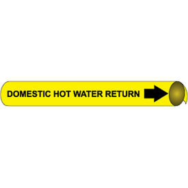 Precoiled & Strap-On Pipe Marker, Domestic Hot Water Return, Fits 1-1/8" - 2-3/8" Dia.