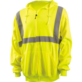Zip Down Lightweight Hoodie, Class 2, Hi-Vis Yellow, ANSI, Size M