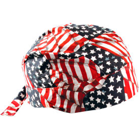 OccuNomix Deluxe Tie Hat With Elastic Rear Band Wavy Flag, 12 Pack