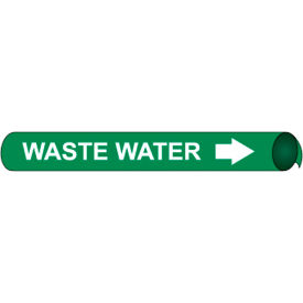 Precoiled & Strap-On Pipe Marker, Waste Water, Fits 2-1/2" - 3-1/4" Pipe Dia.