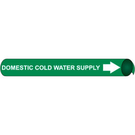 Precoiled & Strap-On Pipe Marker, Domestic Cold Water Supply, Fits 4-5/8" - 5-7/8" Dia.