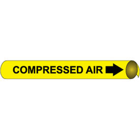 Precoiled & Strap-On Pipe Marker, Compressed Air, Fits 3-3/8" - 4-1/2" Pipe Dia., Yellow