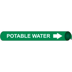 Precoiled & Strap-On Pipe Marker, Potable Water, Fits 3-3/8" - 4-1/2" Pipe Dia.