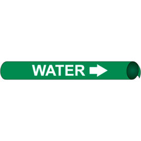 Precoiled & Strap-On Pipe Marker, Water, Fits 2-1/2" - 3-1/4" Pipe Dia., Green