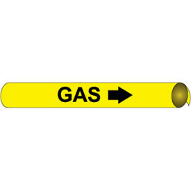 Precoiled & Strap-On Pipe Marker, Gas, Fits 3-3/8" - 4-1/2" Pipe Dia.