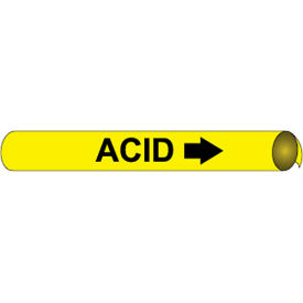 Precoiled & Strap-On Pipe Marker, Acid, Fits 4-5/8" - 5-7/8" Pipe Dia.