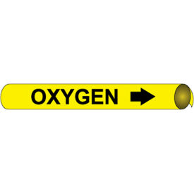 Precoiled & Strap-On Pipe Marker, Oxygen, Fits 4-5/8" - 5-7/8" Pipe Dia., Yellow