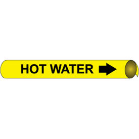 Precoiled & Strap-On Pipe Marker, Hot Water, Fits 3-3/8" - 4-1/2" Pipe Dia.