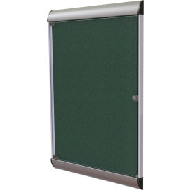 Silhouette Enclosed Bulletin Board, 1 Door, 28"W x 42"H, Ebony Vinyl/Silver Frame