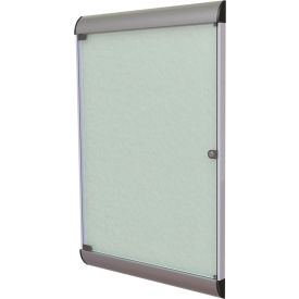 Silhouette Enclosed Bulletin Board, 1 Door, 28"W x 42"H, Silver Vinyl/Silver Frame