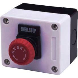 1 Hole, Mushroom, E. Stop, 22mm Non Metallic Push Button Station, Momentary