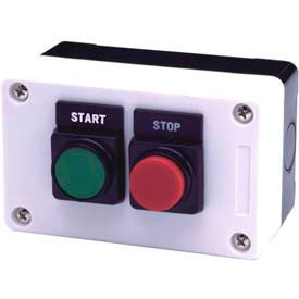 Start Stop 22mm Non Metallic Push Button Station, 2 Hole, Flush Extended