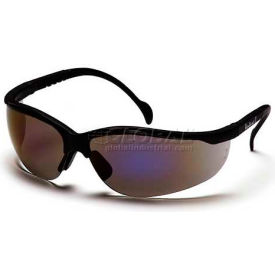 Safety Glasses Blue Mirror Lens, Black Frame