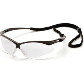 Safety Glasses Clear Lens , Black Frame & Cord