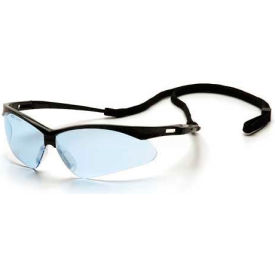 Safety Glasses Infinity Blue Lens , Black Frame & Cord