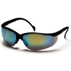 Venture Ii Safety Glasses Gold Mirror Lens , Black Frame
