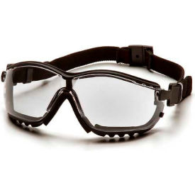 Safety Glasses Clear Anti-Fog Lens , Black Strap/Temples