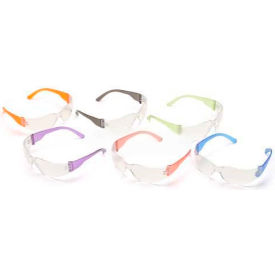 Safety Glasses Multi-Pack Clear Lens, Assorted Temple Colors, 12 Pairs/Dozen
