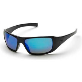 Safety Glasses Ice Blue Mirror Lens , Black Frame