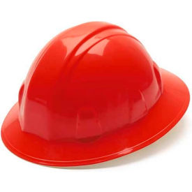 Red Full Brim Style 4 Point Ratchet Suspension Hard Hat