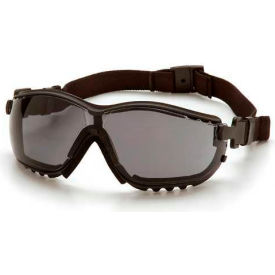 Safety Glasses Gray Anti-Fog Lens, Black Strap/Temples
