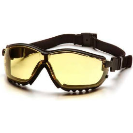 Safety Glasses Amber Anti-Fog Lens, Black Strap/Temples