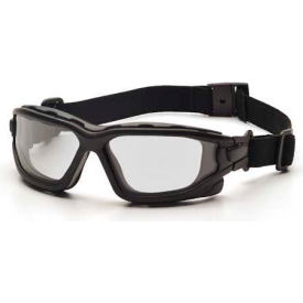Safety Glasses Clear Anti-Fog Lens , Black Temples/Strap