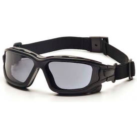 Safety Glasses Gray Anti-Fog Lens , Black Temples/Strap