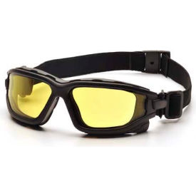 Safety Glasses Amber Anti-Fog Lens , Black Temples/Strap