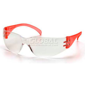 Intruder Safety Glasses Clear Lens , Red Temples