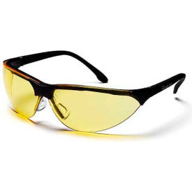 Safety Glasses Amber Lens , Black Frame